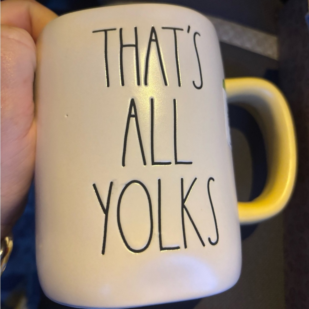 Rae Dunn “That’s all Yolks” coffee mug. ☕️ super cute, great shape 
Used